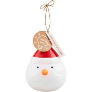 Mud Pie Light Up Christmas Ornament, Santa, Approx 5″ x 4″ Dia