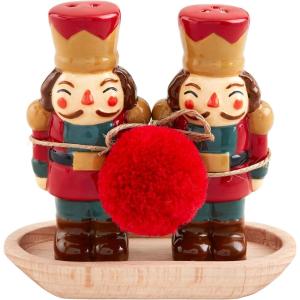 Mud Pie Nutcracker Salt and Pepper Set; shaker 3 1/4″ x 3 3/4″
