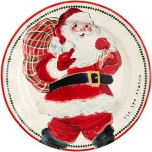 Mud Pie Santa Salad Christmas Plate, Gift, 8″ dia
