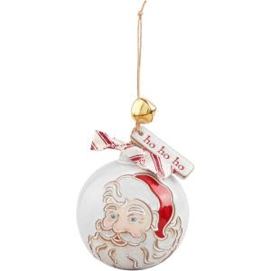 Mud Pie Stoneware Christmas Ornament, Santa, 4″ Dia