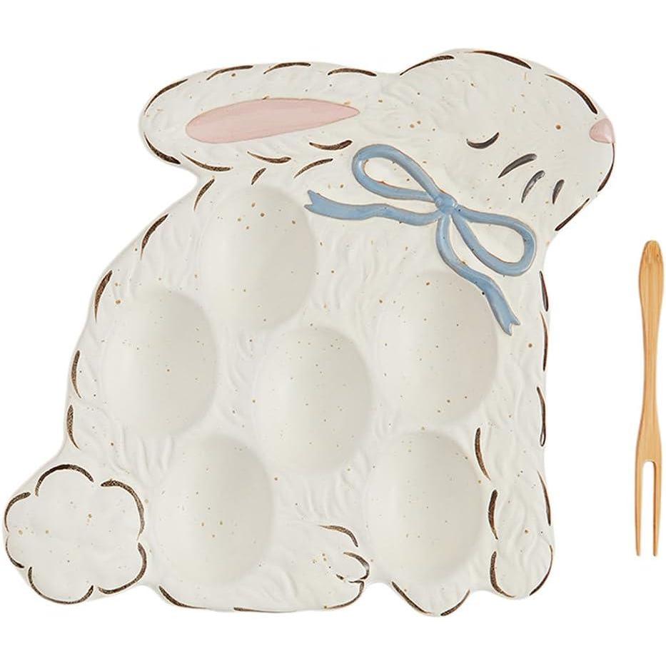 image:imageMud Pie Small Blue Deviled Egg Platter plate 7 x 7 34 fork 5