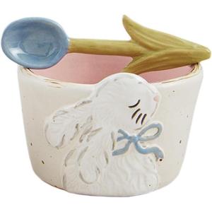 Mud Pie Blue Bow Easter Tidbit Set; dip 2″ x 3″ dia | spoon 3 1/2″(Blue Bow)
