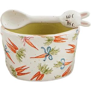 Mud Pie Blue Bow Easter Tidbit Set; dip 2″ x 3″ dia | spoon 3 1/2″(Carrot)