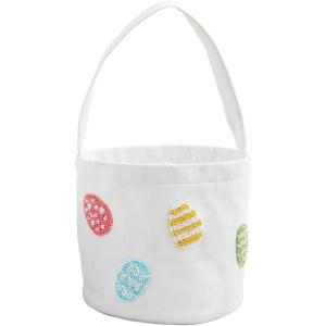 Mud Pie Blue Easter Beaded Bucket; 7 1/2″ x 8 1/2″(Egg)