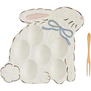 Mud Pie Small Blue Deviled Egg Platter; plate 7″ x 7 3/4″ | fork 5″