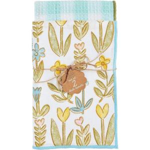 Mud Pie Spring Towel Set, Carrot; 26″ x 16.5″(Flower)