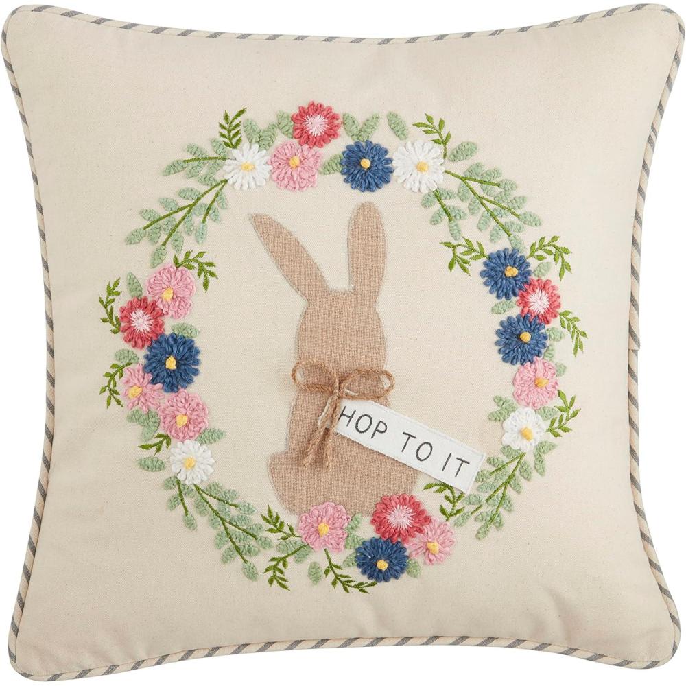 image:imageMud Pie Bunny Embroidered Pillows 19 x 18 HappyHop