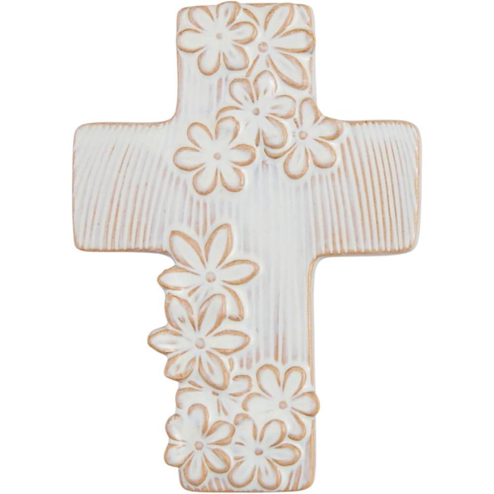 image:imageMud Pie Lg Ceramic Flower Cross 7 X 4 34