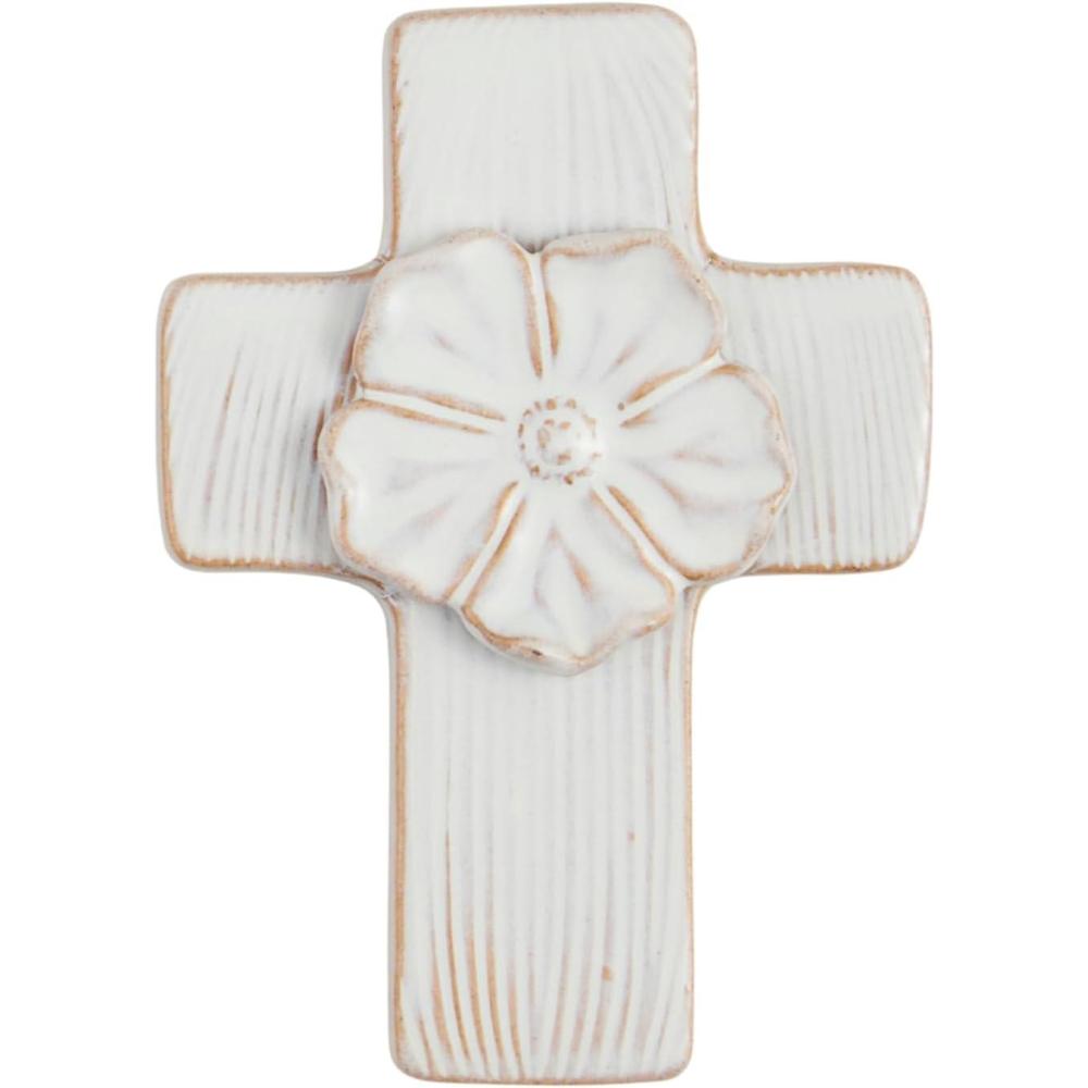 image:imageMud Pie Sm Ceramic Flower Cross 5 12 X 3 34