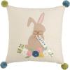 Mud Pie Bunny Embroidered Pillows, 19″ x 18″, Happy(Happy)