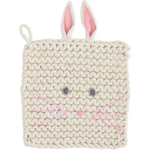 Mud Pie Bunny Crochet Trivet, Pink