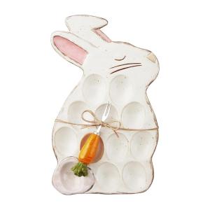 Mud Pie Bunny Deviled Egg Holder, Cream, 13.75″ x 8.5″