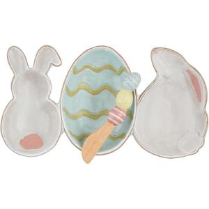 Mud Pie Bunny Triple Tidbit; tidbit: 11″ x 6″