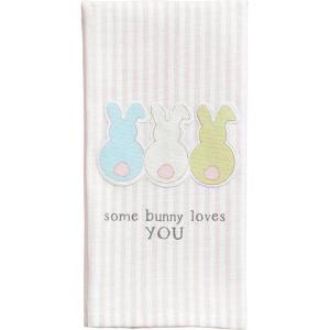 Mud Pie Flower Patch Towel, Three Flowers; 18″ x 26″(Bunny)