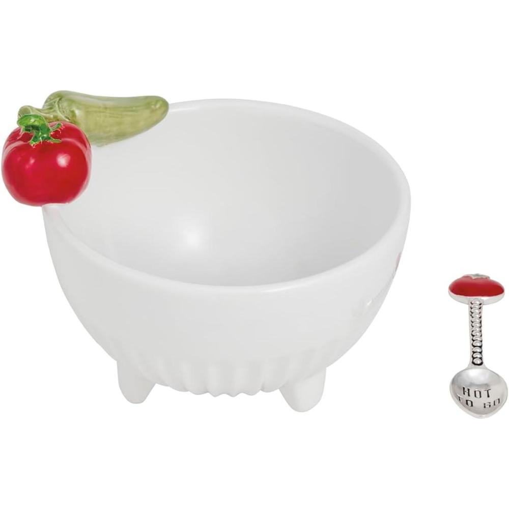 image:imageMud Pie Green Ceramic Guacamole Dip Bowl SetRed with no text
