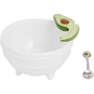 Mud Pie Green Ceramic Guacamole Dip Bowl Set(Green with no text)