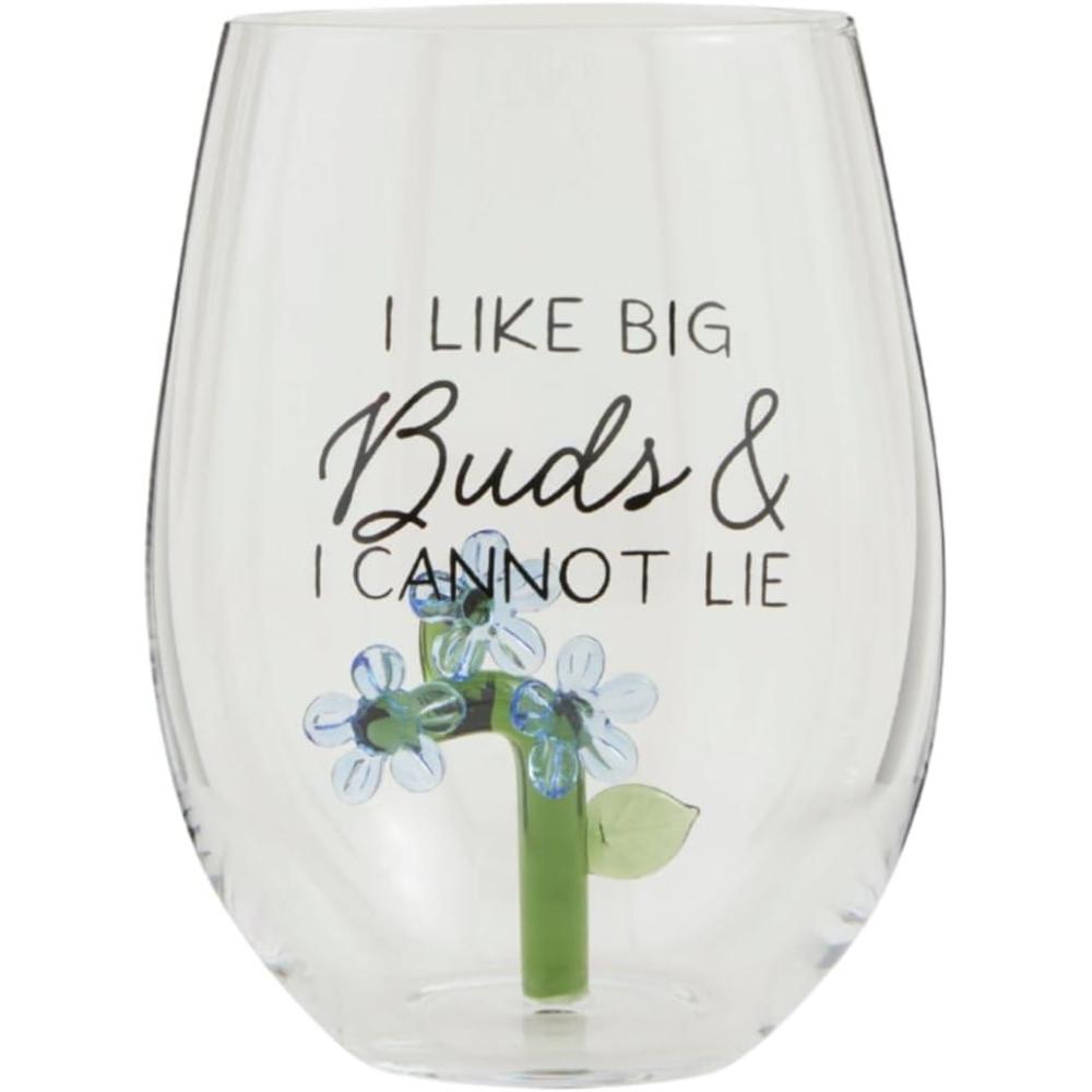 image:imageMud Pie Blue Flower Icon Wine Glass 16 ozBlue