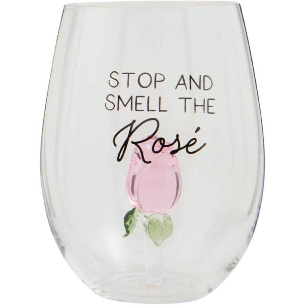 image:imageMud Pie Blue Flower Icon Wine Glass 16 ozPink