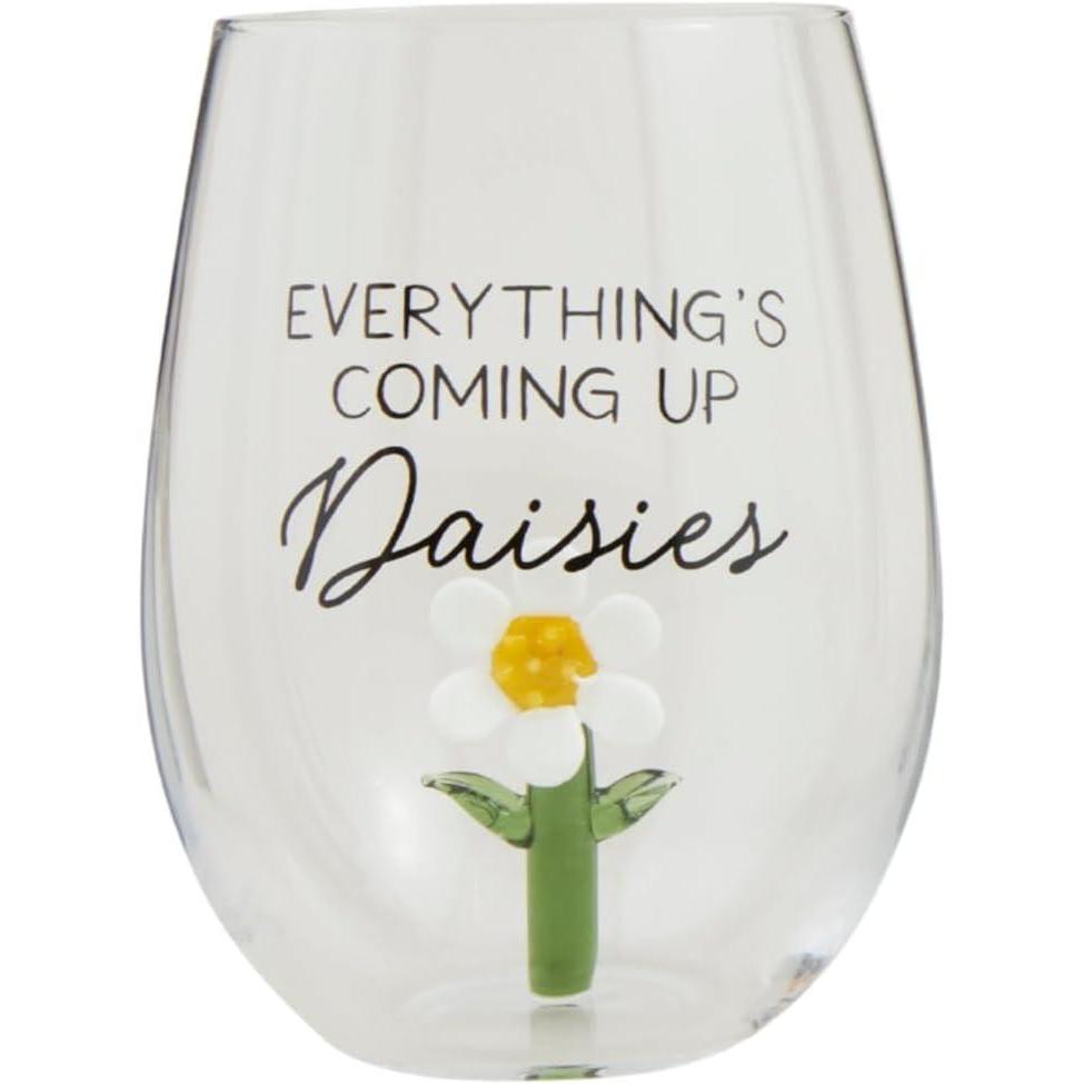image:imageMud Pie Blue Flower Icon Wine Glass 16 ozWhite