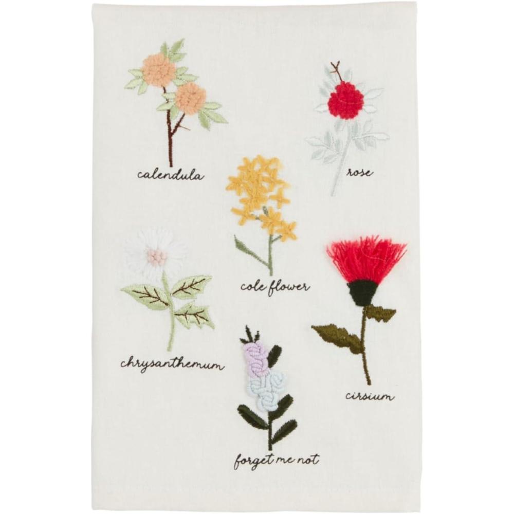 image:imageMud Pie Flower Stems Embroidery Towel 21 x 14Flower Stem