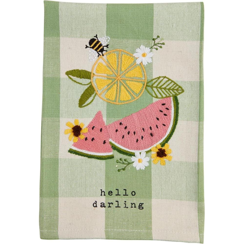 image:imageMud Pie Hello Embroidered Towel 21 x 14