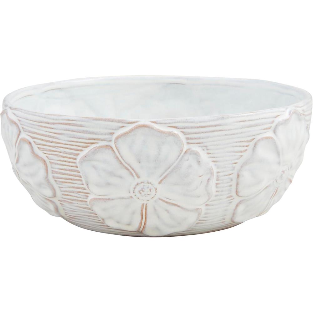 image:imageMud Pie Stoneware Flower 4 14 x 11 dia SERVING amp SALAD BOWLS White