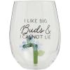 Mud Pie Blue Flower Icon Wine Glass; 16 oz(Blue)