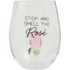 Mud Pie Blue Flower Icon Wine Glass; 16 oz(Pink)