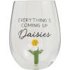 Mud Pie Blue Flower Icon Wine Glass; 16 oz(White)