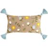 Mud Pie Embroidered Dhurrie Floral Pillow, Happy