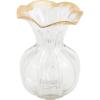 Mud Pie Ruffled Gold Glass Vase, Large, 7 1/2″ x 7″ Dia(Clear)
