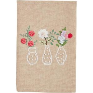 Mud Pie 3 Vase Flower Embroidery Towel; 21″ x 14″