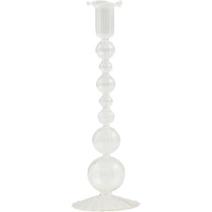 Mud Pie Clear Ball Glass Taper Holder; 11″
