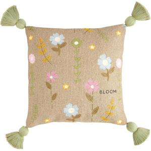 Mud Pie Embroidered Dhurrie Floral Pillow, Bloom