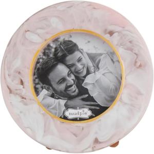Mud Pie Pink Resin Small Frame; round 4 1/2″ dia