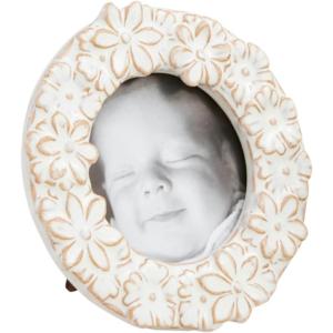 Mud Pie Round Flower Mini Frame; 5″ dia