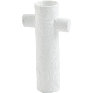 Mud Pie Short Paper Mache Cross Vase, 7″ x 3 1/2″,Cream