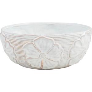 Mud Pie Stoneware Flower 4 1/4″ x 11″ dia SERVING & SALAD BOWLS, White