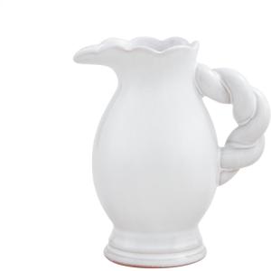 Mud Pie Twisted Handle Pitcher Vase, Large, 7″ x 5.25″(White)