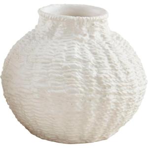 Mud Pie Woven Ceramic Round Vase, Small, 6.0″ x 6.5″