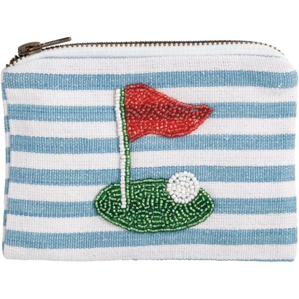image:imageMud Pie Pink Stripe Golf Beaded PouchBlue