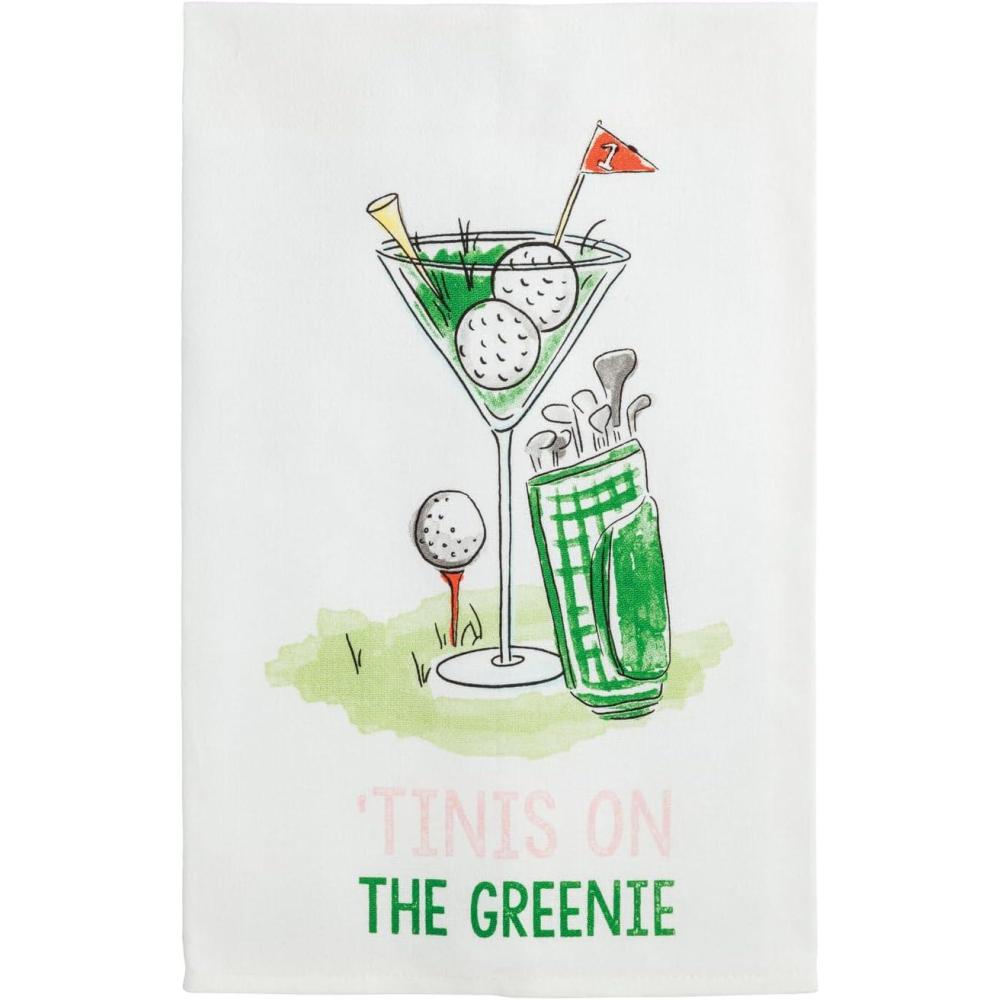 image:imageMud Pie White Cotton Tinis Funny Golf TowelTinis on the Greenie