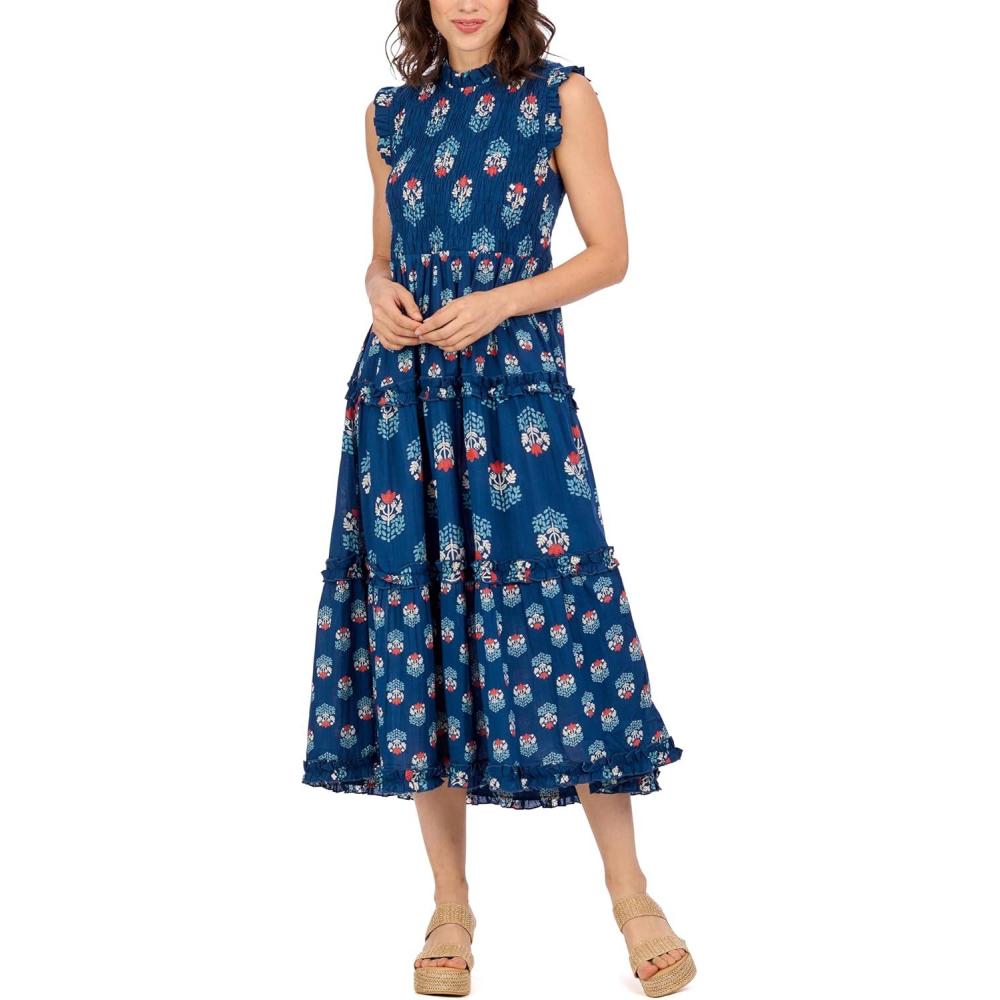 image:imageMud Pie Womens Mud Pie Womens Ward Smocked Midi DressBlue