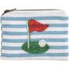 Mud Pie Pink Stripe Golf Beaded Pouch(Blue)