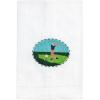 Mud Pie White Cotton Golfer Needlepoint Towel(Golfer)
