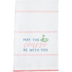 Mud Pie May The Course Golf Waffle Towel; 26″ x 16 1/2″