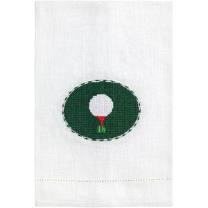 Mud Pie White Cotton Golfer Needlepoint Towel(White Golf Ball)