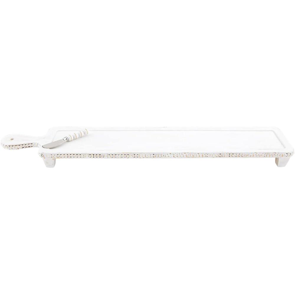image:imageMud Pie Beaded Long Board Set White board 5 12 x 31 spreader 5 12