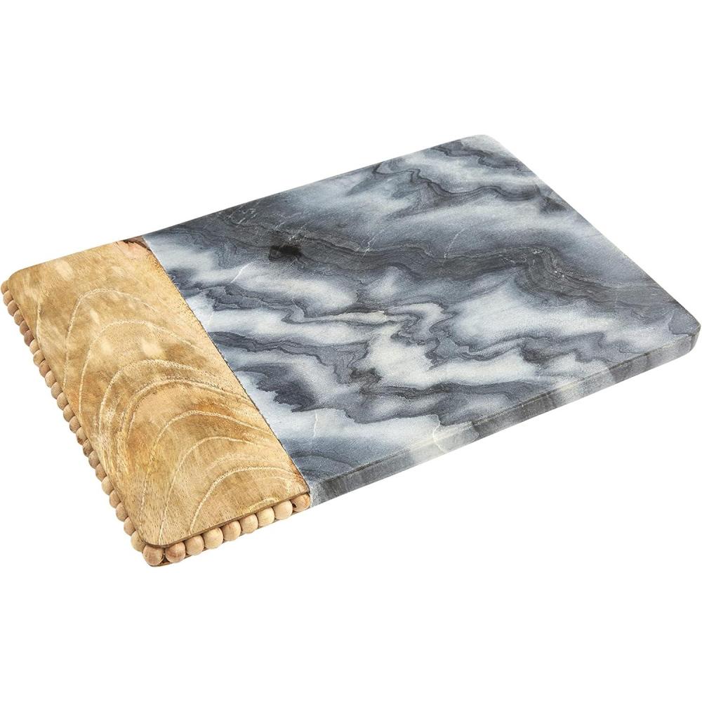 image:imageMud Pie Beaded Wood amp Marble Cutting Board Gray 8 x 12