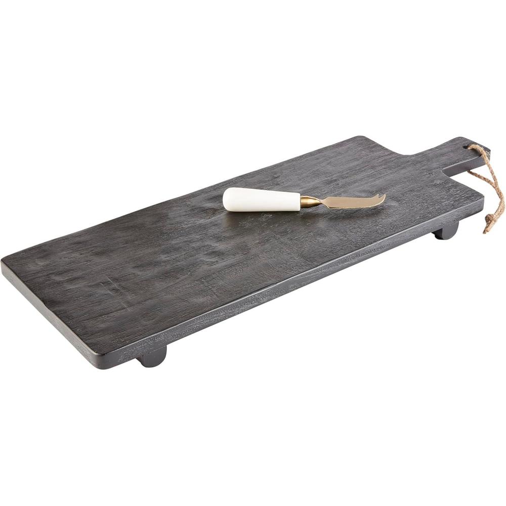 image:imageMud Pie Black Footed Serving Board Set board 8 x 21 12 knife 5 12